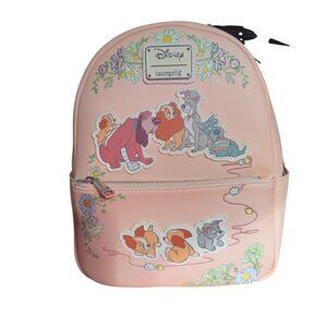 Disney Loungefly Lady & The Tramp Floral Mini Backpack - Pink Cute Dogs & Daisie